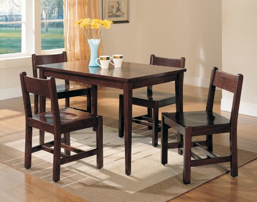 Mahogany Finish Wood Dining Room Kitchen Table And 4 Chairs