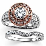 Two Tone Center of Love Engagement Ring Set (Center stone is not included)