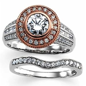 Two Tone Center of Love Engagement Ring Set (Center stone is not included)