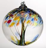 Kitras Art Glass - HOPE TREE OF ENCHANTMENT WITCH BALL - Sentiments Collection - Hand Blown Glass Hanging Ornament-OR-TREE-06-HP