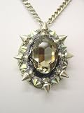 Large Sparkly Crystal Stone Rocker Pendant with Metal Spikes Unisex as worn by Adam Lambert on American Idol