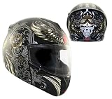 Advanced Hawk Aviator Skull Dual Visor Full Face Motorcycle Helmet - Size : Large