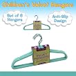 Set of 6 Children's Velvet Hangers - AQUA