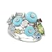 14K White Gold 0.04 ct. Diamond with Reconstructed Turquoise and 1 2/3 ct. Multicolor Gemstone Fashion Ring