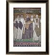 Justinian I and His Retinue, Detail of the Emperor, circa 547 AD Framed Art Poster Print, 27x33
