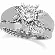 18K White Gold Diamond Wedding Set Semimount - CENTER STONE NOT INCLUDED - 0.10 Ct.