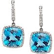 14K White Gold Swiss Blue Topaz and Diamond Earrings