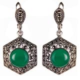 51Ib%2BGyG8GL. SL160  Romantic Valentines Gift Earrings Sterling Silver Onyx Jewelry 1 inches (erg200)
