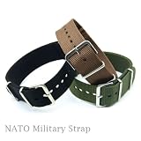 ３本セット NATO TYPE ナトータイプ　ナイロンベルト 軽量 ストラップ 新品 ミリタリー 軍用 腕時計 バンド20mm 　ブラック グリーン カーキ
