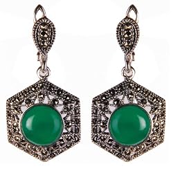 Romantic Valentines Gift Earrings Sterling Silver Onyx Jewelry 1 inches (erg200)