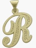 10 Karat Yellow Gold Fancy Initial R Pendant with 20 chain