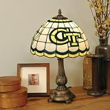 GEORGIA TECH YELLOW JACKETS 20 Hand Cut Stained Glass TIFFANY TABLE LAMP with a Cast Metal Base