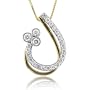 14k Two Tone White and Yellow Gold Tear Drop Diamond Pendant Necklace (GH, SI3-I1, 0.37 carat)