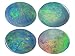 Jewelry : 10X8MM OVAL SOLID OPAL SET OF 4 DISPLAYED ON CARD COLORS WILL VARY