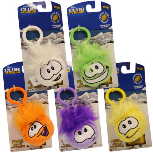 Club Penguin Puffle Clip On's ~ Full Set of 5 With Coin Codes [Toy]
