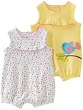 Little Me Baby-girls Newborn Bird 2 Pack Romper, Yellow Multi, 6 Months