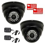 VideoSecu 2 Pack 700TVL 1/3" Sony Effio Color CCD IR Day Night Vision Dome Security Cameras Outdoor Weatherproof Vandal Proof High Resolution 3.6mm Wide Angle View Lens 28 Infrared Leds for Home CCTV DVR Surveillance System with Free Power Supplies A88