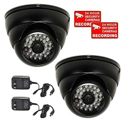 VideoSecu 2 Pack 700TVL 1/3" Sony Effio Color CCD IR Day Night Vision Dome Security Cameras Outdoor Weatherproof Vandal Proof High Resolution 3.6mm Wide Angle View Lens 28 Infrared Leds for Home CCTV DVR Surveillance System with Free Power Supplies A88