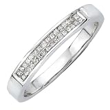 14K White Gold 1/5 ct. Two Row Invisible Set Princess Cut Diamond Ring