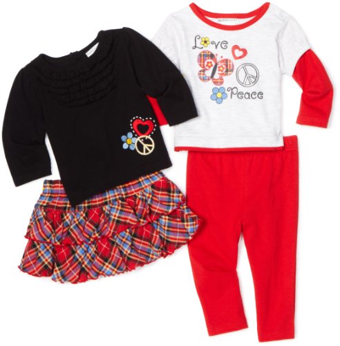 Babyworks Baby-girls Newborn Plaid Mix and Match Clothing Set, Black/Red, 6-9 Months