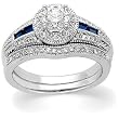 14K White Gold Sapphire and Diamond Wedding Set Semimount - CENTER STONE NOT INCLUDED