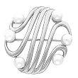 14K White Gold White Akoya Pearl Brooch