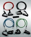 Set of 4 NEW Premium Latex Exercise Resistance Bands Tubes Cords w/ free Door Anchor and Exercise Manual. Perfect for use with any home exercise program or physical therepy