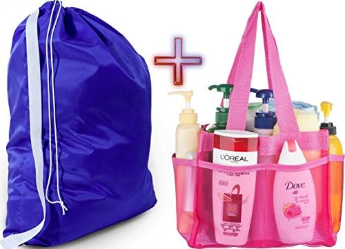 YaeloDesign Laundry Bag Large Blue + Mesh Caddy Organizer Pink - Made With Quality Materials - Commercial Grade Large Bag For Laundry - 100%!