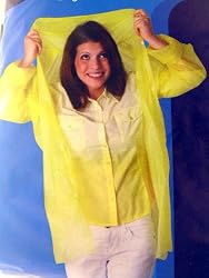 Adult Yellow Lightweight Reusable Hooded Raincoat-Medium 45in. x 72in.