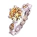 Psiroy 925 Sterling Silver Fashion Exquisite Round Brilliant Cut Morganite Twisted Band Gemstone Filled Ring