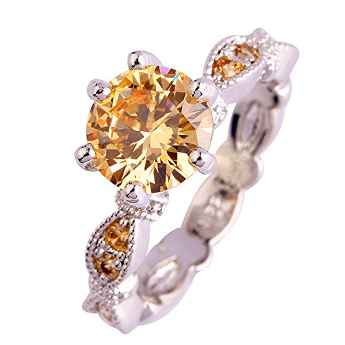 Psiroy 925 Sterling Silver Fashion Exquisite Round Brilliant Cut Morganite Twisted Band Gemstone Filled Ring