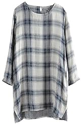 High-Low-Hem Cotton Slit Plaid Print Party Dress/Maxi Dress 