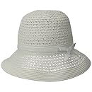 San Diego Hat Company Women's Open-Weave Paper Cloche Hat with Band, White, One Size