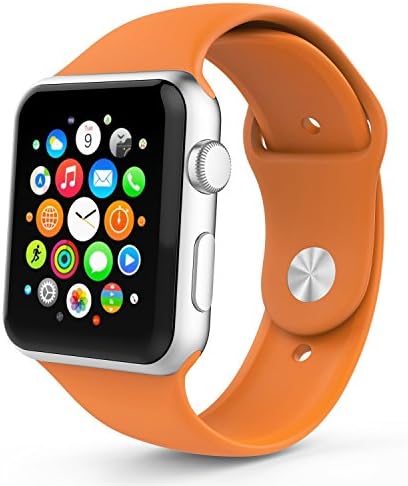 Apple Watch Band, yubood Soft Silicone Replacement Sport Band for 38mm Apple Watch Models, (3 Pieces of Bands Included for 2 Lengths, Not Fit 42mm version 2015) (Orange)