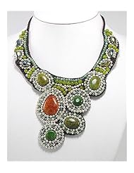 Cotton Waxed Thread Agate Necklace In White Base