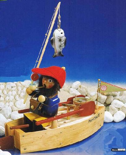 Räuchermännchen Angelboot mit Musik - 25cm