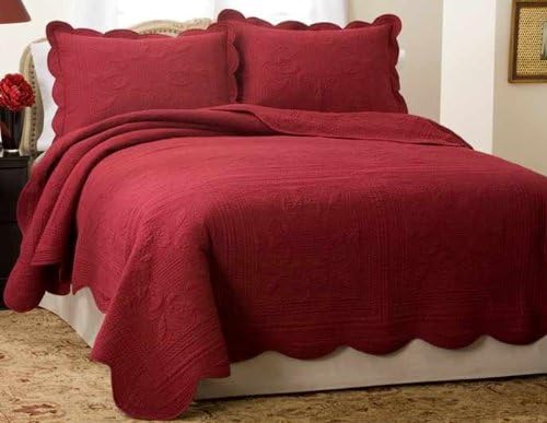 French Tile King Quilt Biking Red