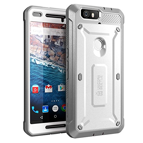Nexus 6P Case, SUPCASE [Heavy Duty] Belt Clip Holster Case for Google Nexus 6P (2015 Release) [Unicorn Beetle PRO Series] Full-body Rugged Hybrid Protective Cover with Screen Protector (White/Gray)