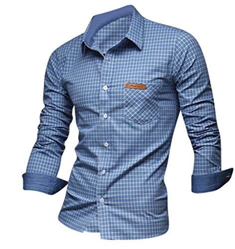 jeansian Men's Slim Fit Long Sleeves Casual Shirts 8615