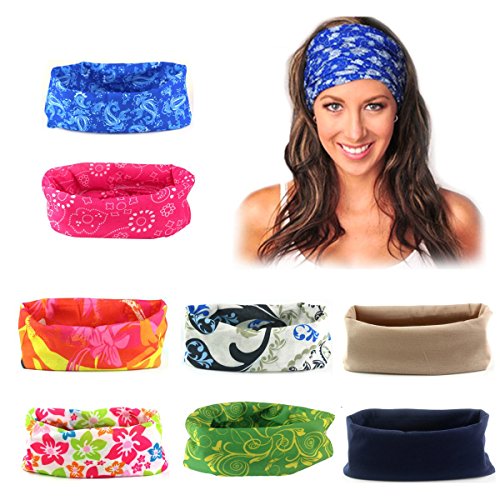 Elesa Miracle 8pc Multi-purpose Multifunctional Magic Sport Seamless Headwear Bandanas Mixed Set Value Pack (Set B)