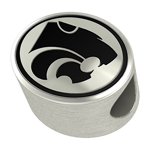 Kansas State Wildcats Sterling Silver Antiqued Bead Fits Most European Style Bracelets