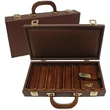 300 Chip Hard-Sided Brown Vinyl Chip Case