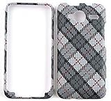 HTC EVO Shift / Knight 4G (6100) White and Gray Plaid Hard Case/Cover/Facep ....