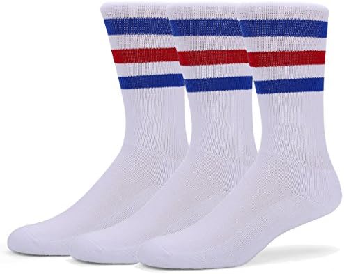 Sitn Triple-striped Calf-high Tube Socks One Size (Pack of 3pairs White/Blue/Red)