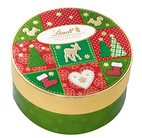 Lindt & Sprüngli Frohes Fest Rundschachtel, 2er Pack (2 x 140 g)