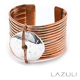 Copper and Silver Ribbed Adjustable Azteca Cuff Bracelet