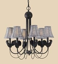 AF Lighting - 6609-6H - Black Roosters - Antique Iron Roosters with Black and White Checkered Shades