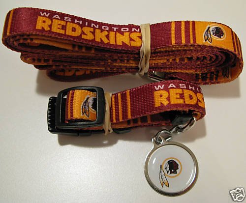 Washington Redskins Dog Pet Set Leash Collar ID Tag XS