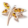 Yellow Crystal Dragonfly Brooch Pin