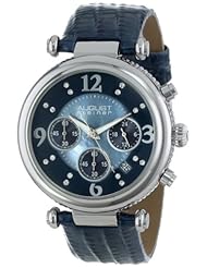 August Steiner Womens AS8032BU Crystal Mother-Of-Pearl Chronograph Strap Watch